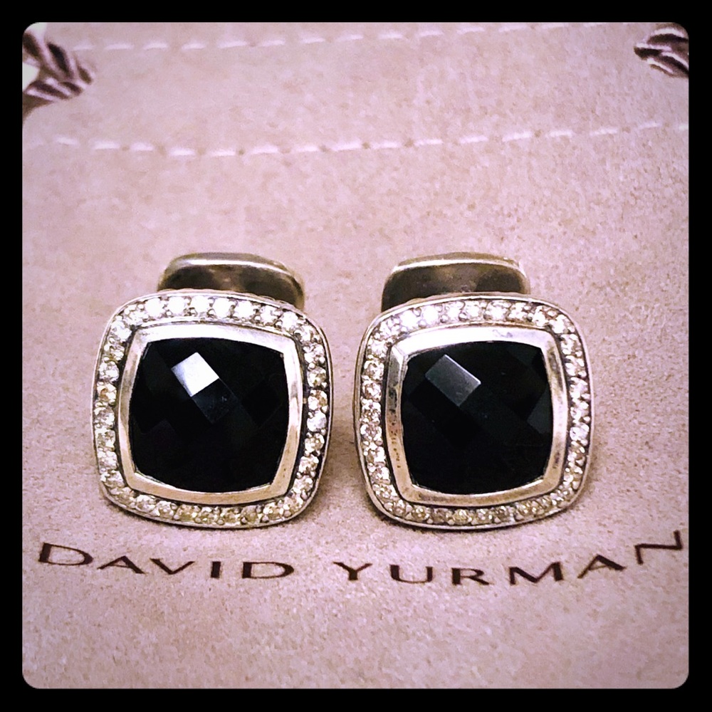 David Yurman Cufflinks with Black Onyx & Diamonds